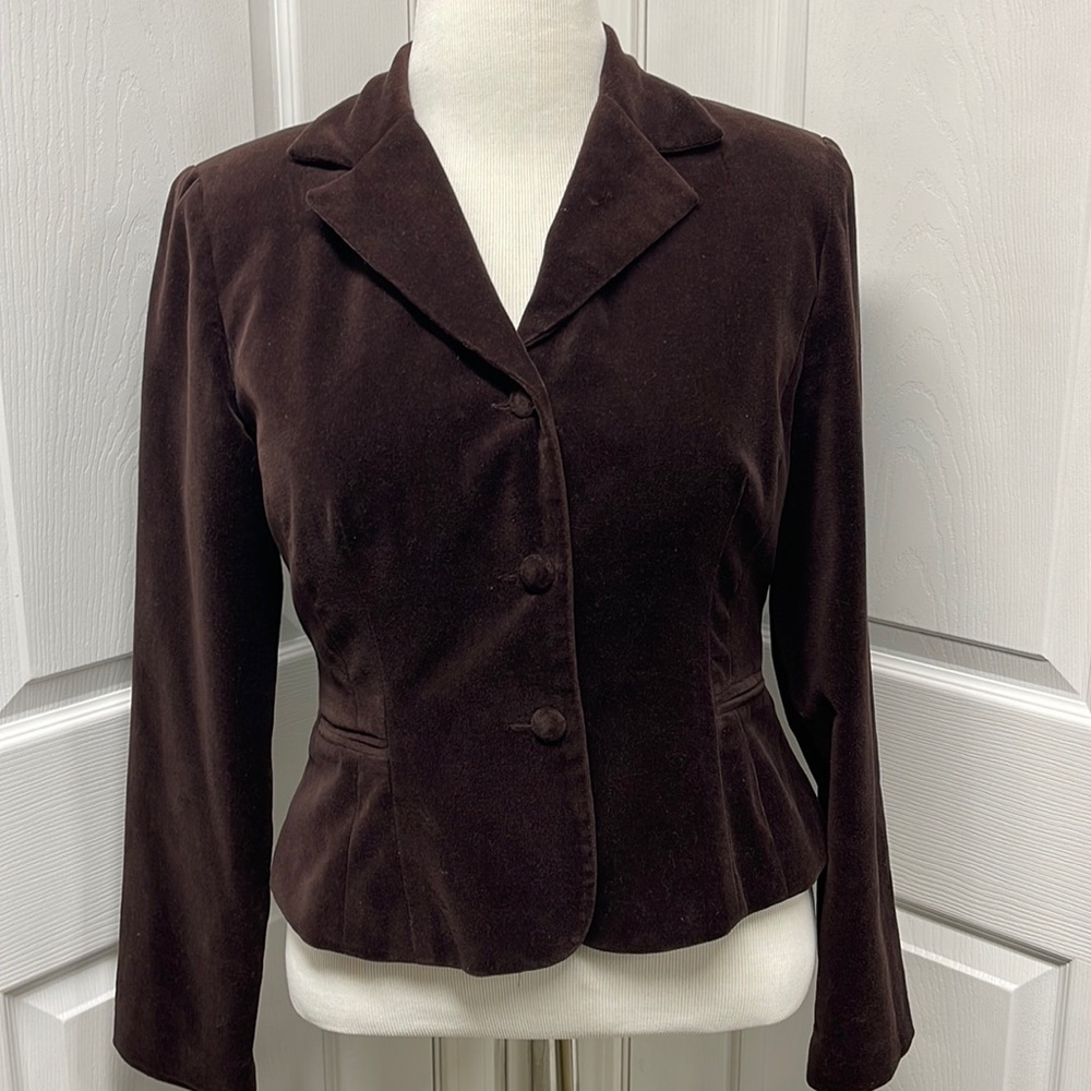 Gabriella Skye New York Brown Velour Blazer Jacket Size 12